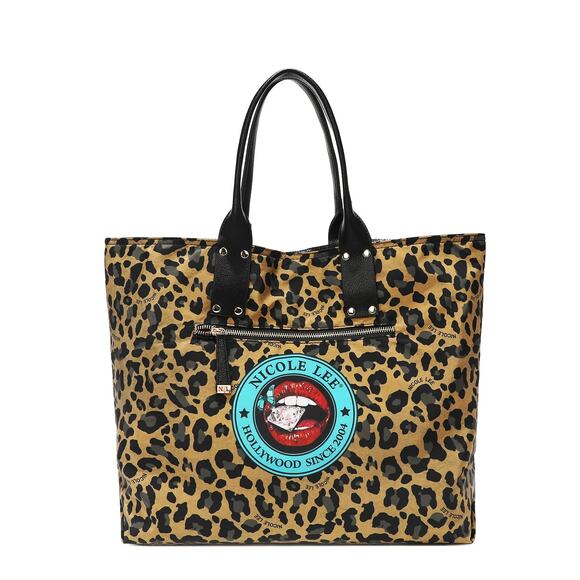 Nicole Lee USA Alessandra Vegan Leather Handle Zip Pocket Reversible Shopper Bag - Picture 4 of 9